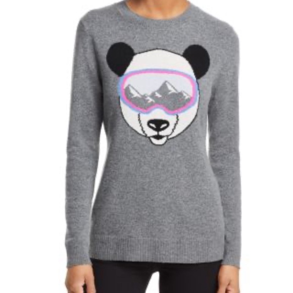 Aqua Sweaters - AQUA Cashmere Ski Goggle Panda Cashmere Sweater - 100%, XS